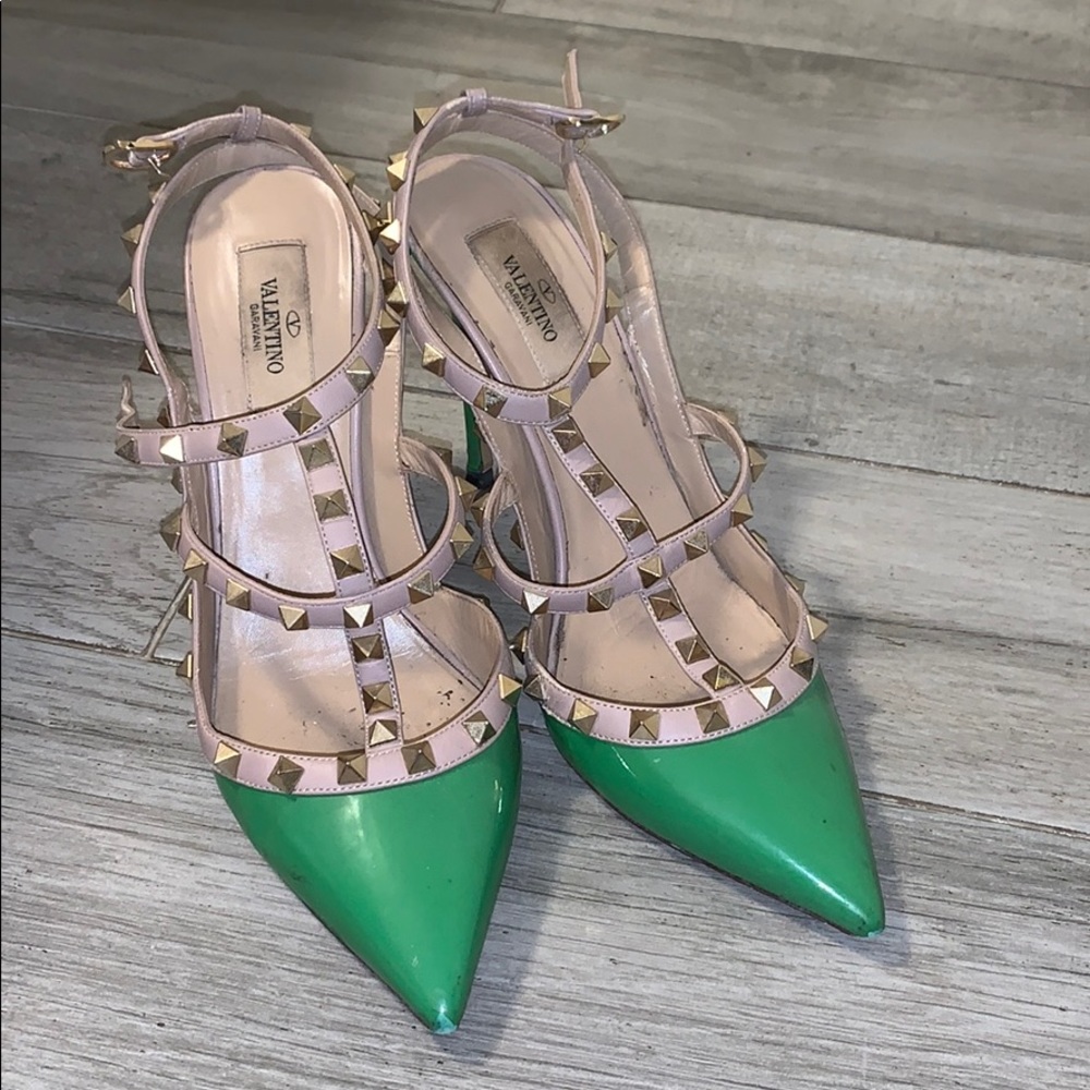 Valentino studded green heels